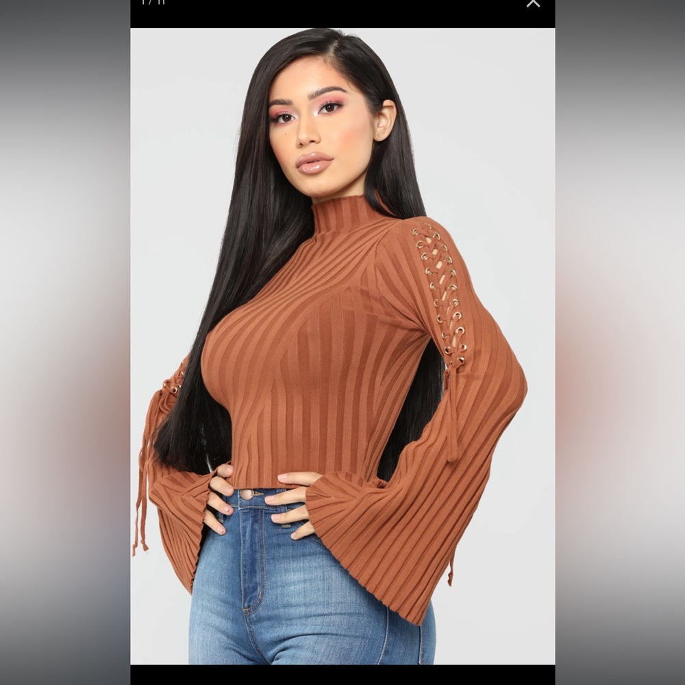 Rust Mock Neck Sweater - Picture 3 of 5